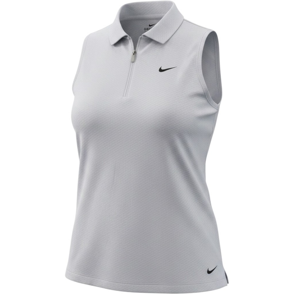 Nike Dri-FIT Women XS Light Gray Sleeveless Golf Polo 1/4 Zip Mock Neck Shirt